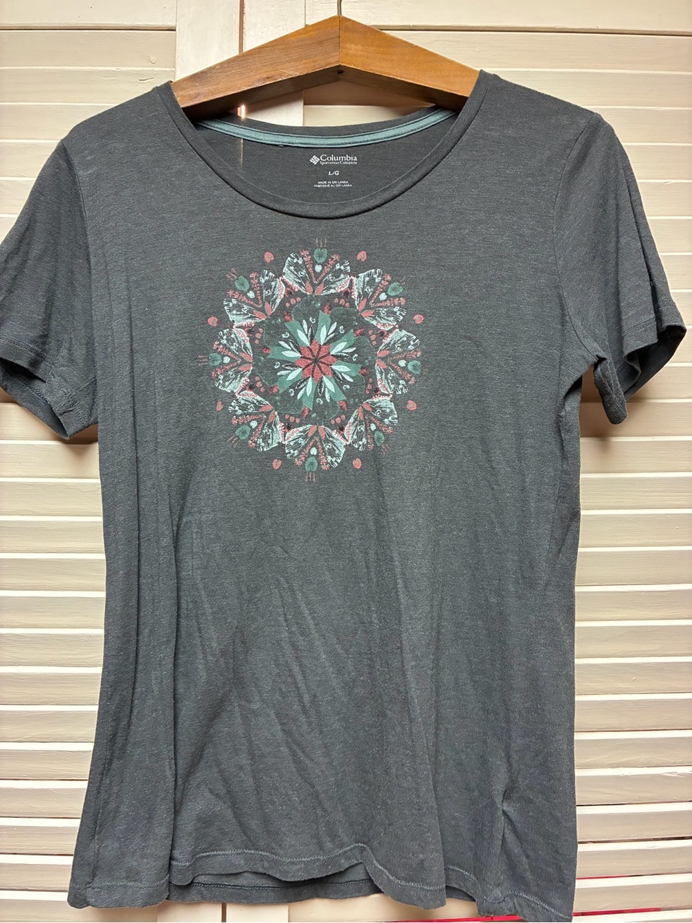Columbia Gray Short-Sleeve Tee with Pink and Teal Mandala